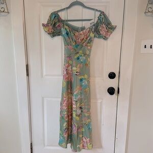 Green off the shoulder dress